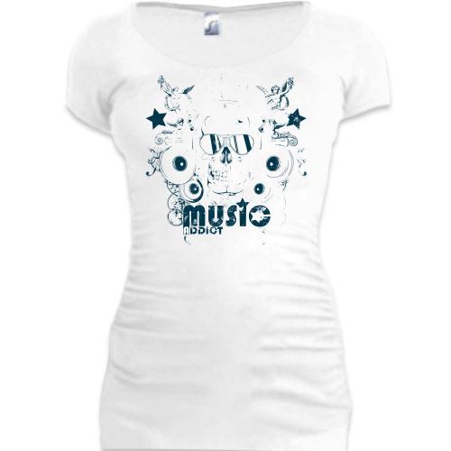 Подовжена футболка music addict