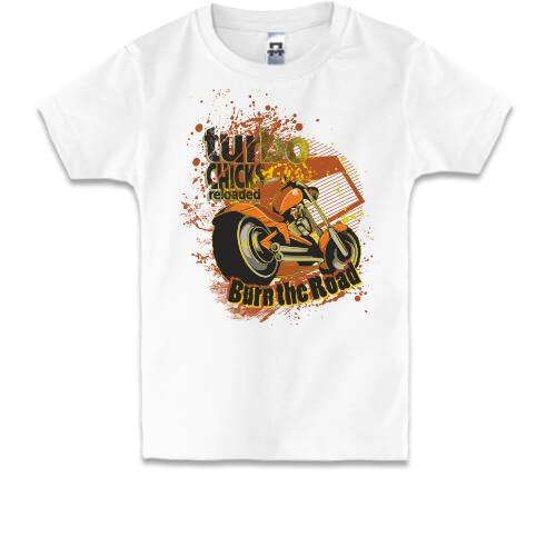 Детская футболка burn the road motorcycle