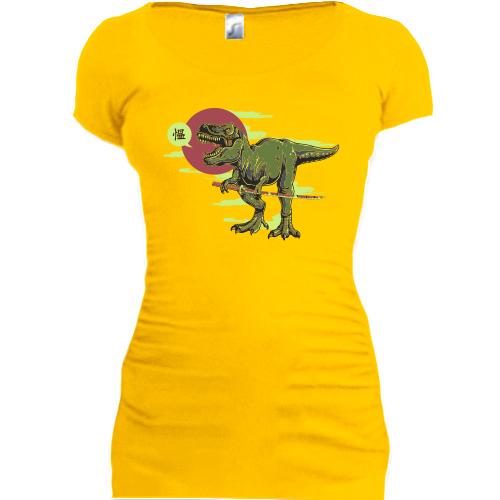 Подовжена футболка з японським динозавром