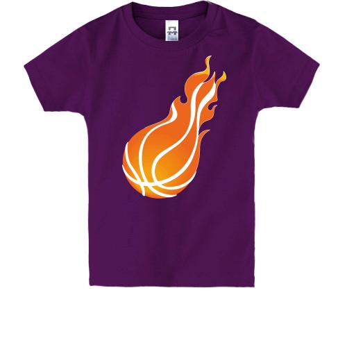 Детская футболка с огненным баскетбольным мячом