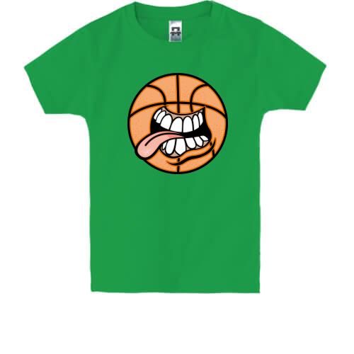 Детская футболка с гримасой баскетбольного мяча