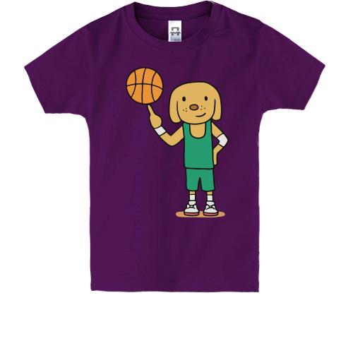 Дитяча футболка з собакою баскетболістом