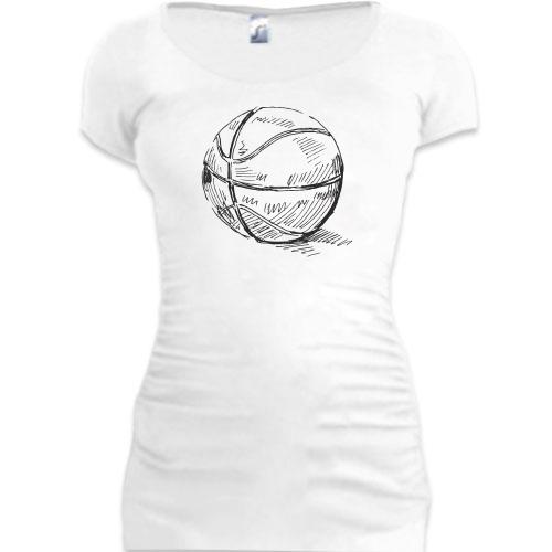Подовжена футболка з ескізом баскетбольного м'яча