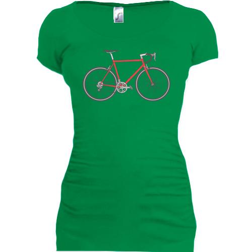 Подовжена футболка з шосейним велосипедом