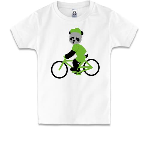Дитяча футболка з пандою на велосипеді