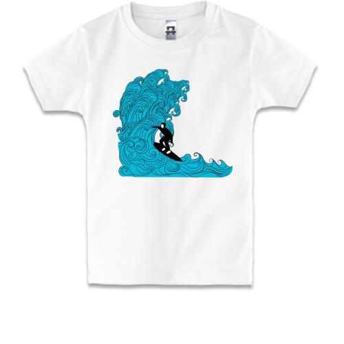 Дитяча футболка з серфінгістом на хвилі