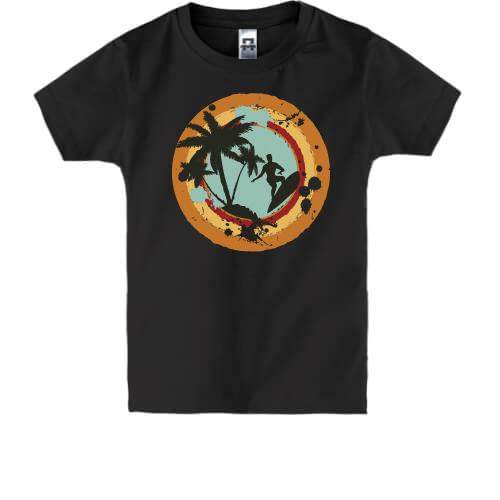 Детская футболка с серфингистом и пальмами