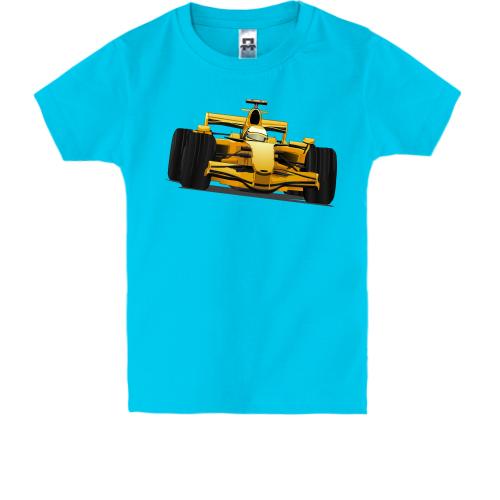 Детская футболка с  желтой машиной из формулы-1