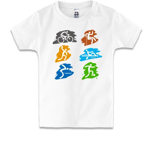 Дитяча футболка з емблемами видів спорту