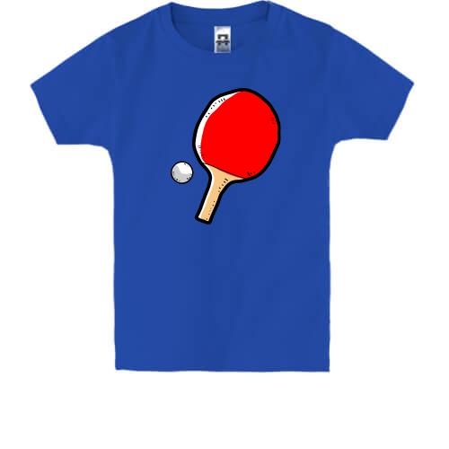 Детская футболка с ракеткой для настольного тенниса и мячом