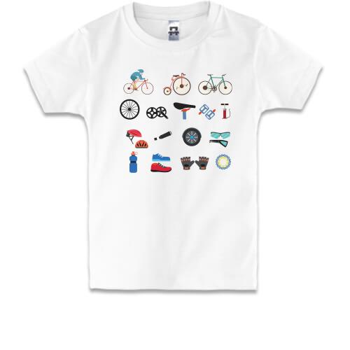 Дитяча футболка з атрибутикою велосипедиста