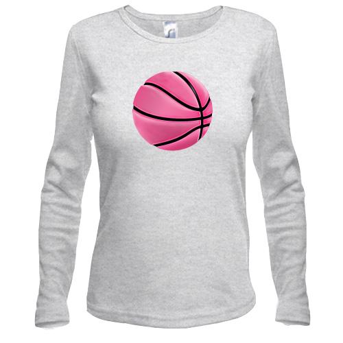 Жіночий лонгслів з рожевим баскетбольним м'ячем