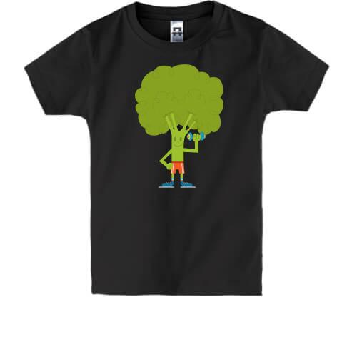 Дитяча футболка з броколі і гантеллю