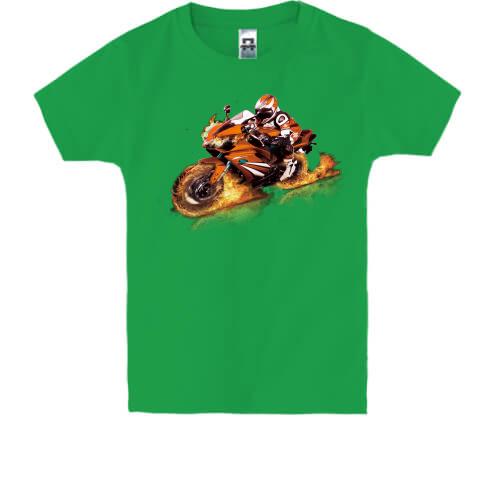Дитяча футболка з палаючим мотоциклом