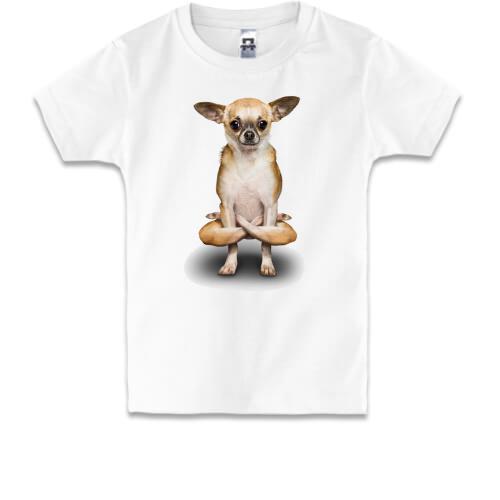 Детская футболка с собакой йогой 2