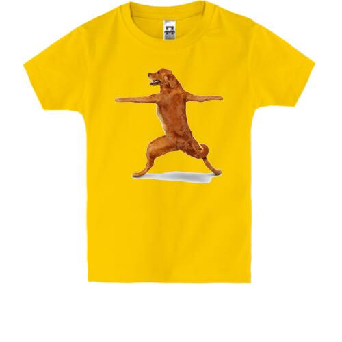 Детская футболка с собакой йогом 3