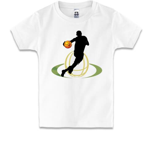 Детская футболка с баскетболистом ведущим мяч 2