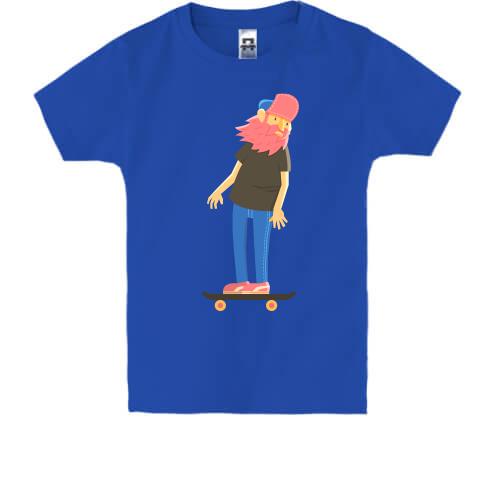 Детская футболка с хипстером на скейте