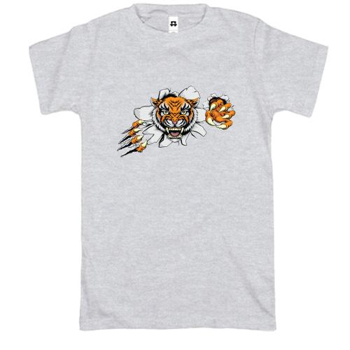Футболка с тигром разрывающим футболку