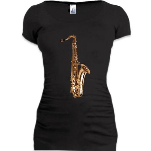 Подовжена футболка з саксофоном