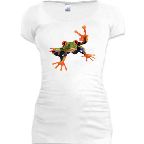 Подовжена футболка з яскравою жабою