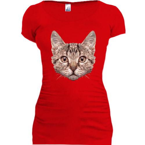 Подовжена футболка з дизайнерським котиком