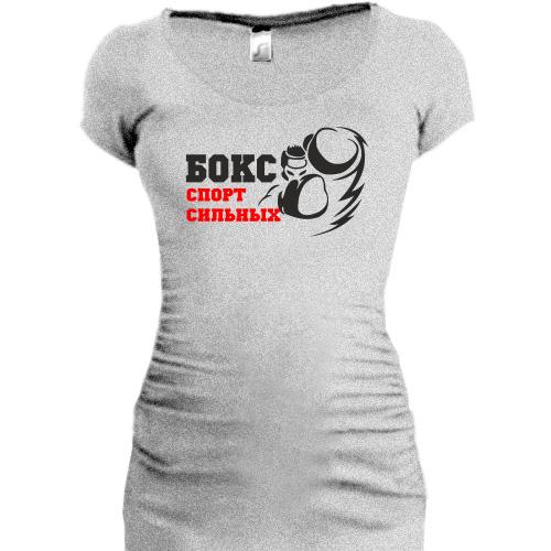 Женская удлиненная футболка Бокс — спорт сильных