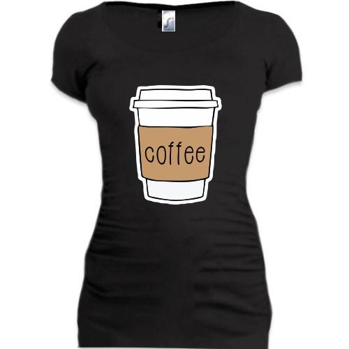 Подовжена футболка зі стаканчиком кави