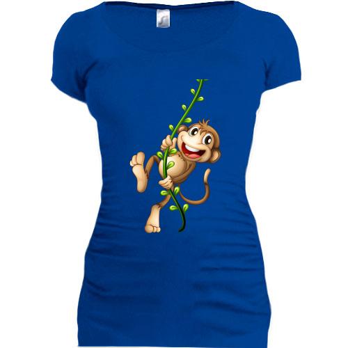 Подовжена футболка з веселою мавпочкою