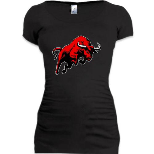 Подовжена футболка з червоним биком
