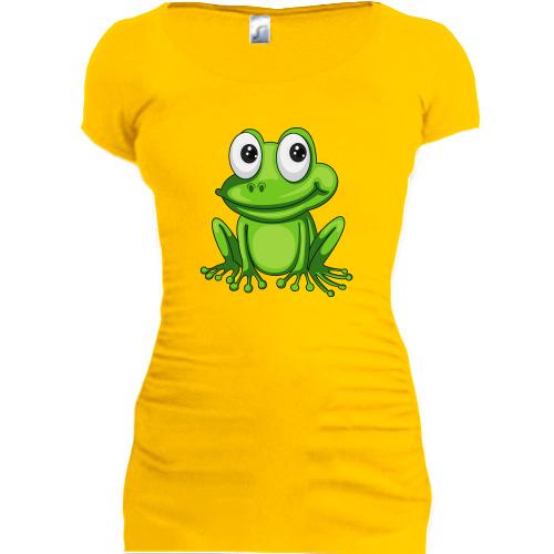 Подовжена футболка з жабеням