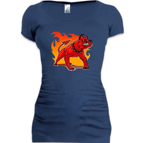 Подовжена футболка з червоною собакою (devil)