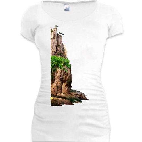 Подовжена футболка з гірським пейзажем (2)