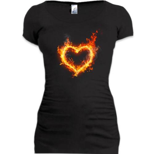 Подовжена футболка з вогненним серцем (2)