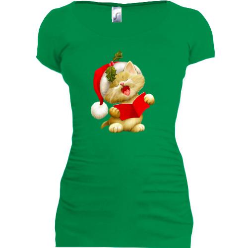 Подовжена футболка з Різдвяним кошеням