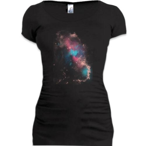 Подовжена футболка з галактикою