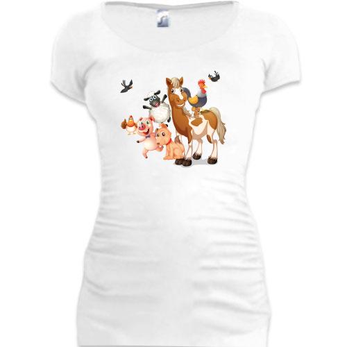 Подовжена футболка з тваринами з ферми