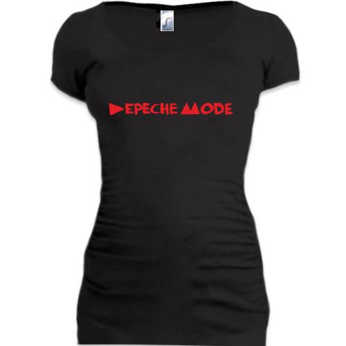 Женская удлиненная футболка Depeche Mode inscription