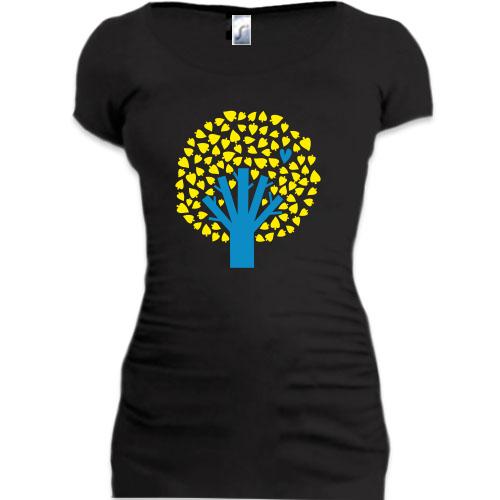 Женская удлиненная футболка Украинское деревце