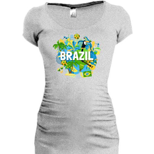 Подовжена футболка з бразильським колоритом і написом 