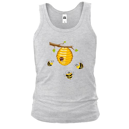 Чоловіча майка з бджолиним вуликом і бджолами