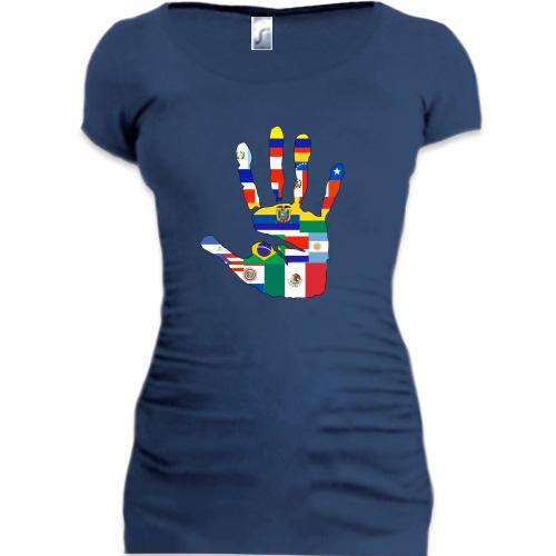 Подовжена футболка c прапорами різних країн на долоні