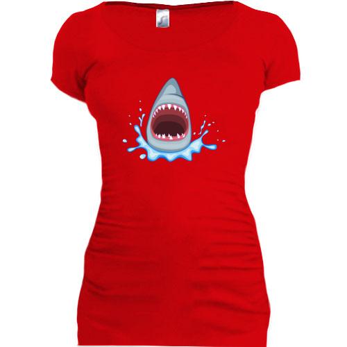 Подовжена футболка з акулячою пащею