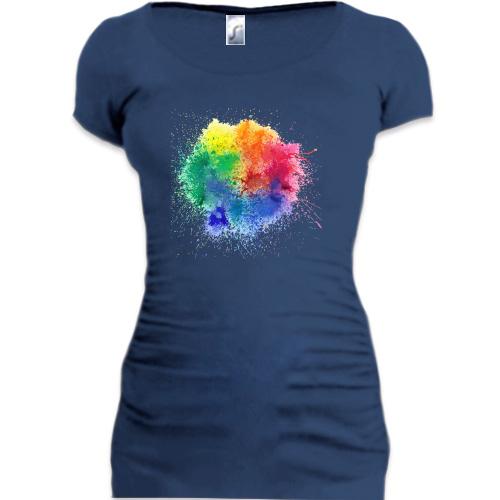 Подовжена футболка із зображенням барвистого вибуху