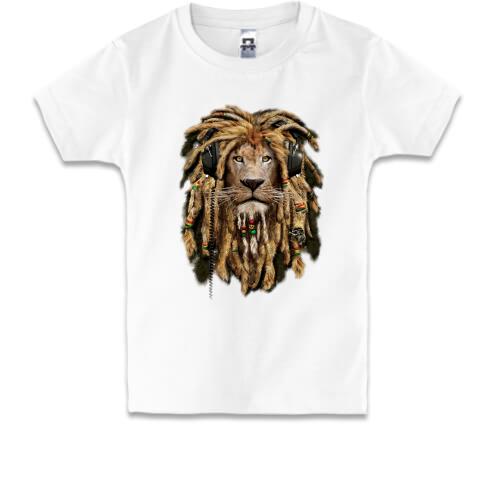 Детская футболка со львом с дредами