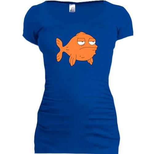 Подовжена футболка з сумною рибою