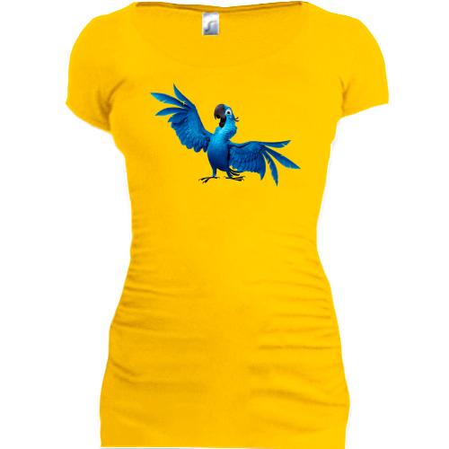 Подовжена футболка з синім папугою з Ріо