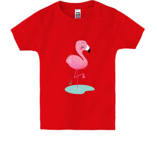 Детская футболка с миленьким фламинго
