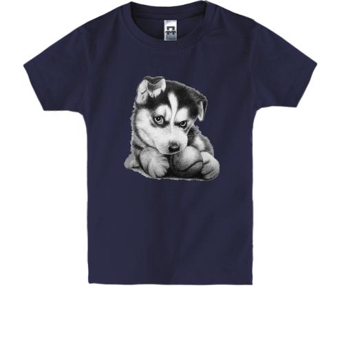 Детская футболка с изображением щенка с теннисным мячом