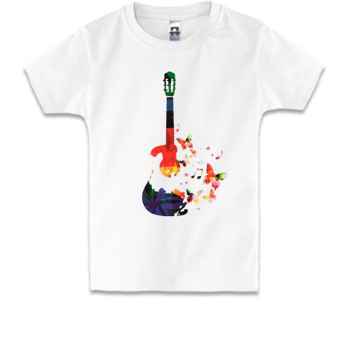 Детская футболка с гитарой и бабочками